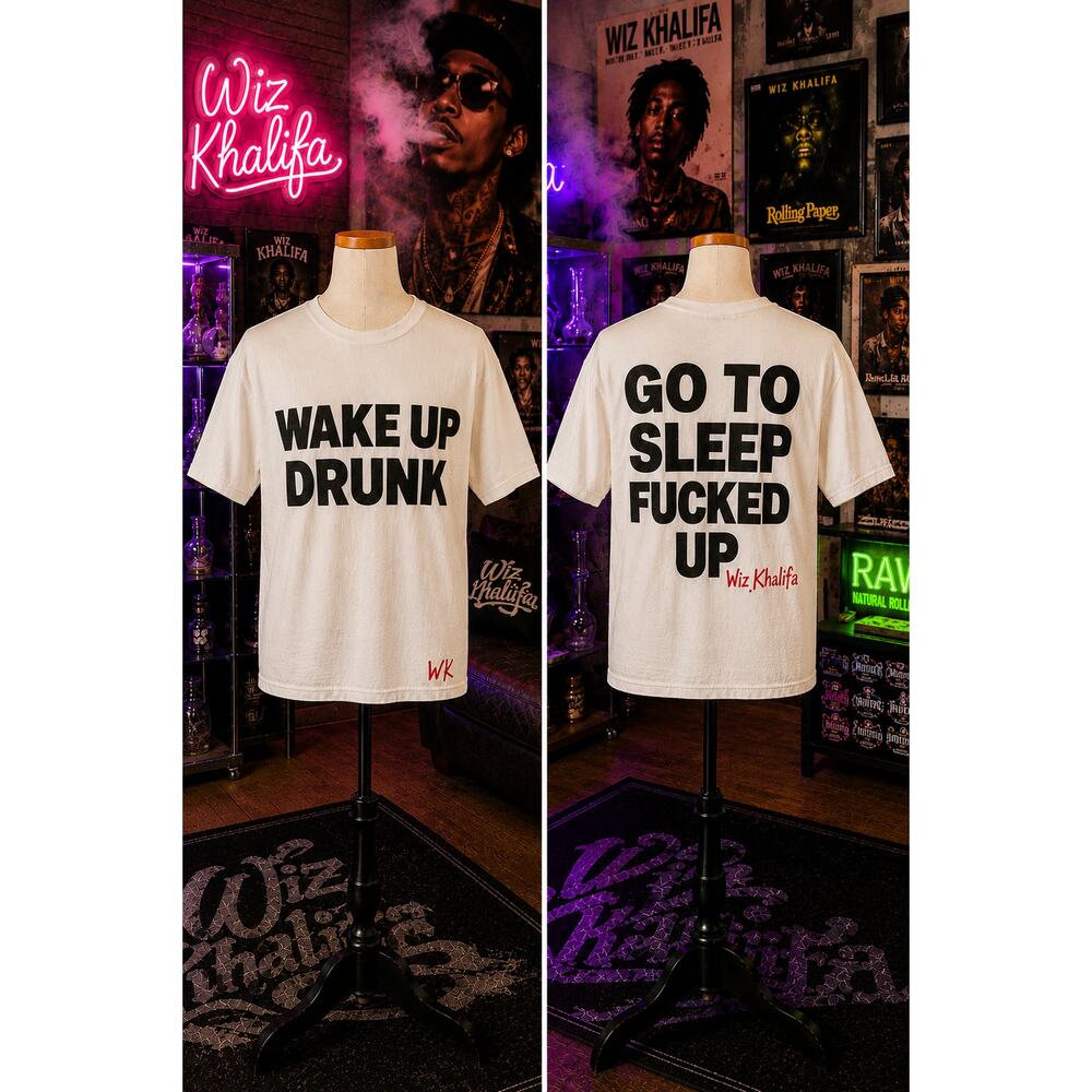 Wiz Khalifa Double Sided Graphic Quote Tee White Hip Hop Shirt